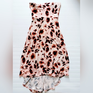 Pink floral strapless high low‎ dress motherhood maternity size small